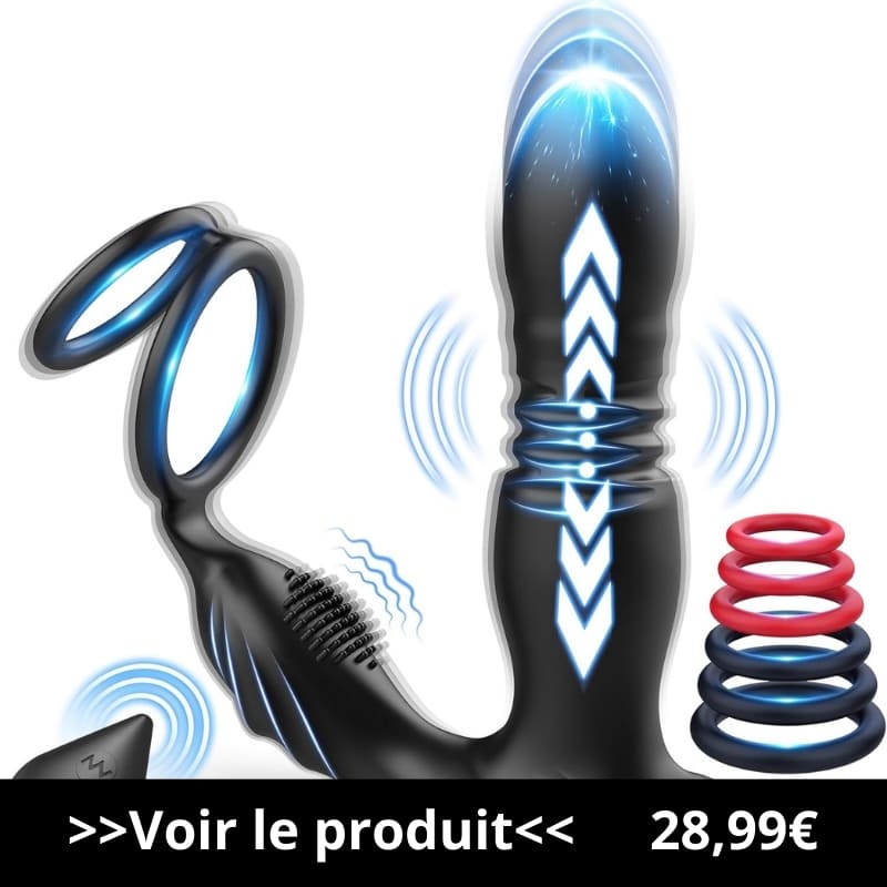 Masseur prostate vibrant anneau pénis