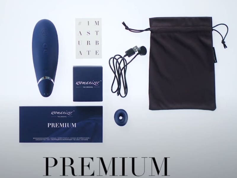 Images montrant tout le contenue de la boite du Womanizer Premium 2